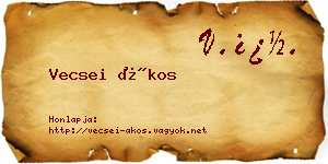 Vecsei Ákos névjegykártya